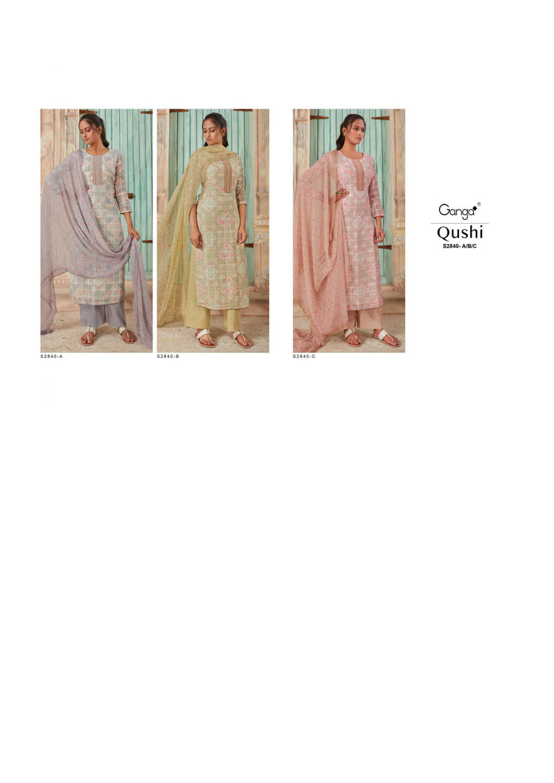 Ganga Fashion Qushi Linen Pattern Printed Daily Wear Salwar Suit