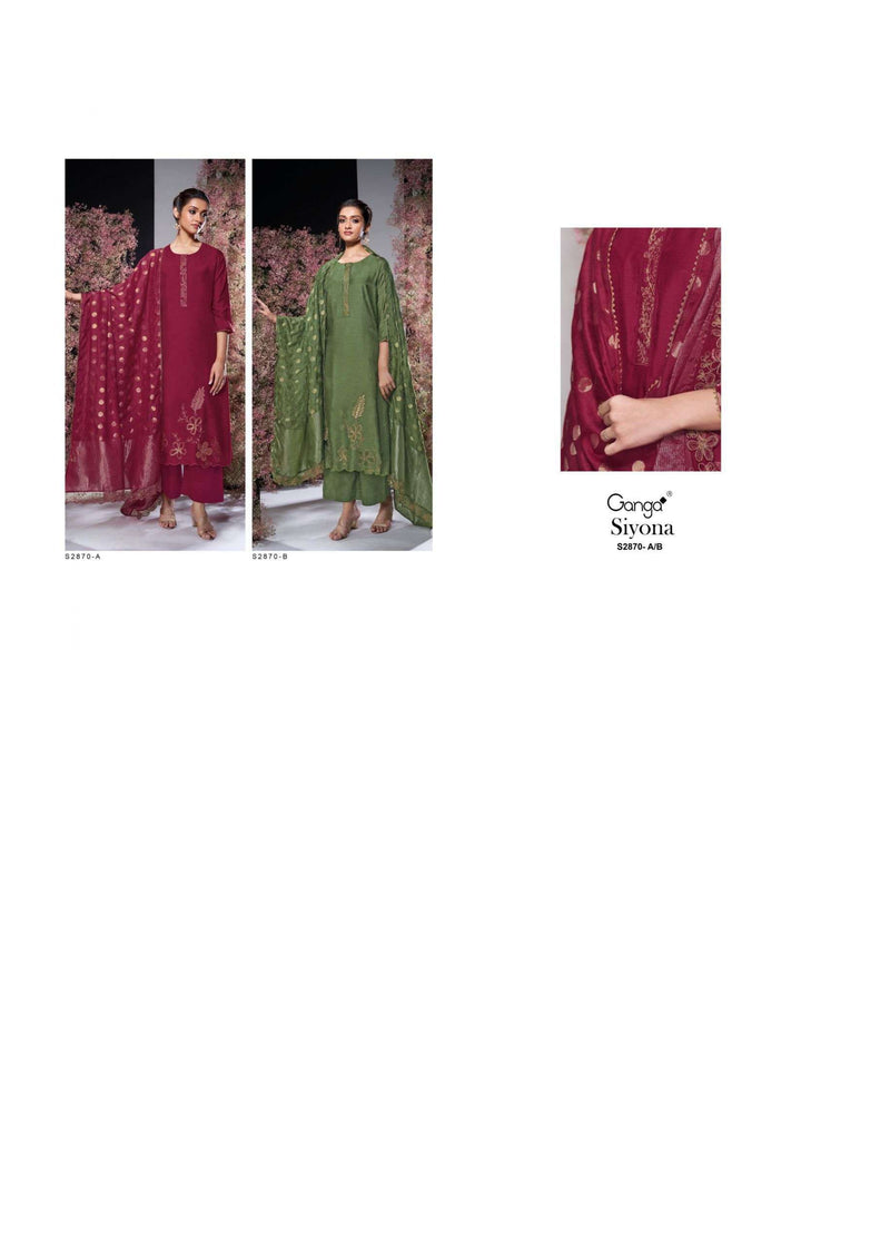 Ganga Fashion Siyona 2870 Bemberg Silk Festiv Wear Salwar Suit