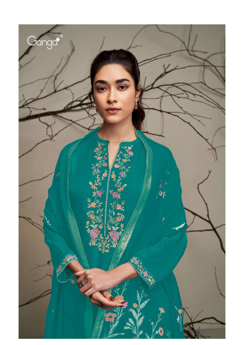 Ganga Fashion Stella 2243 New Silk Embroidery Hand Work Designer Salwar Kameez