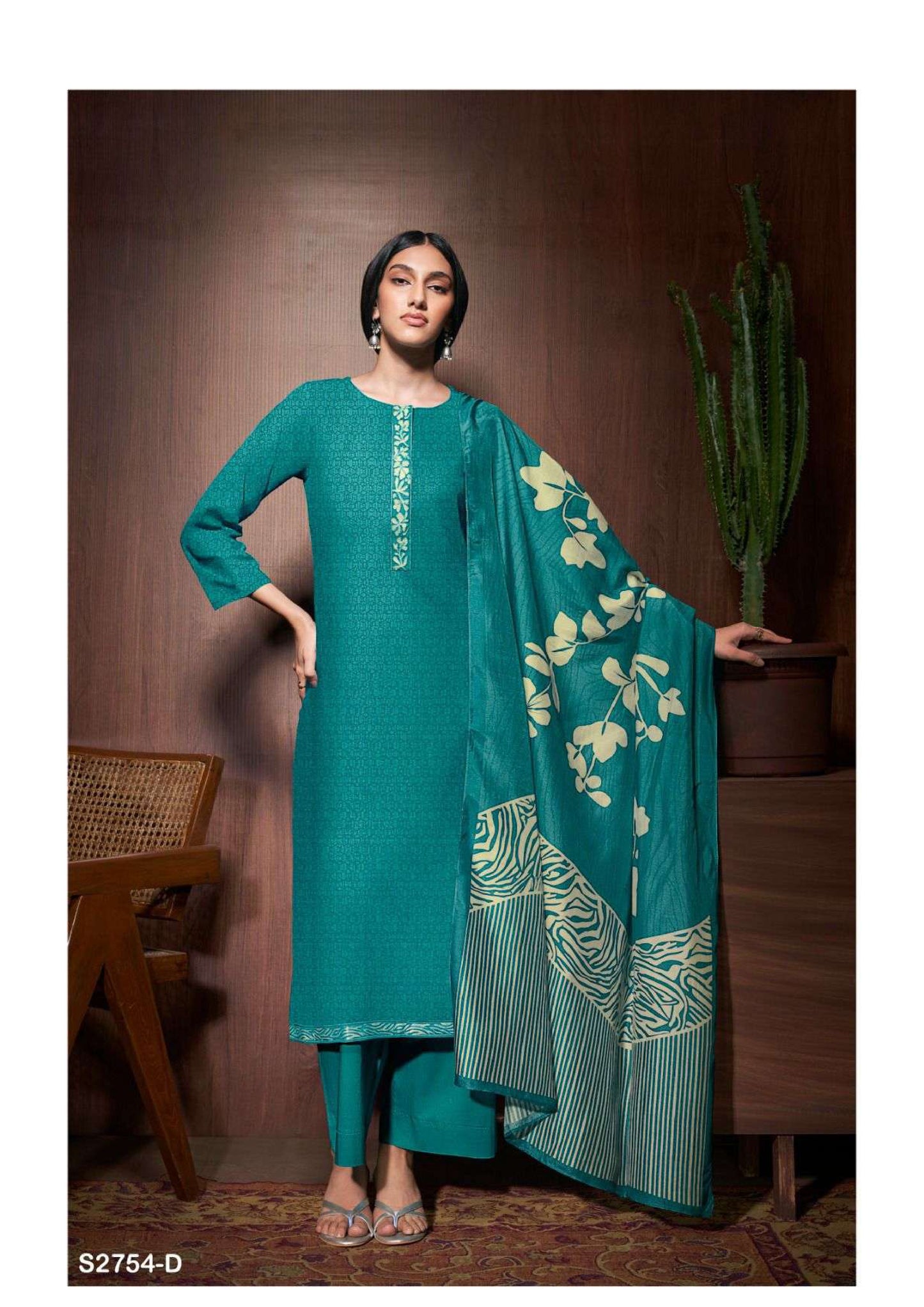 Ganga Fashion Tinley 2754 Cotton Linen Printed Embroidery Designer Fancy Salwar Kameez