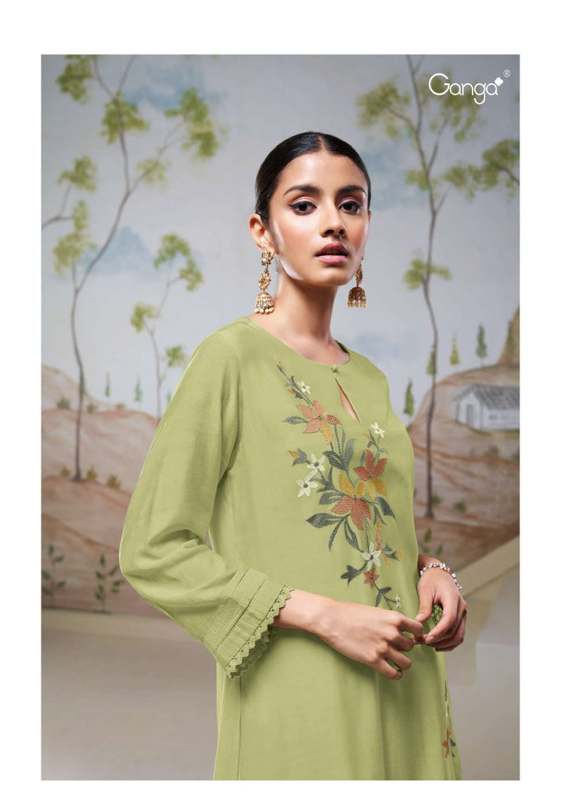 Ganga Fashion Tiya 2616 Silk Solid Colour Embroidery Heavy Salwar Suit