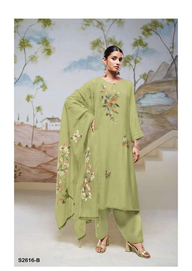 Ganga Fashion Tiya 2616 Silk Solid Colour Embroidery Heavy Salwar Suit