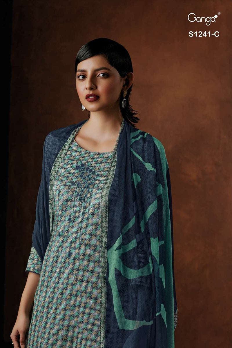 Ganga Inna 1241 Amazing Cotton Satin Printed Salwar Kameez Materials