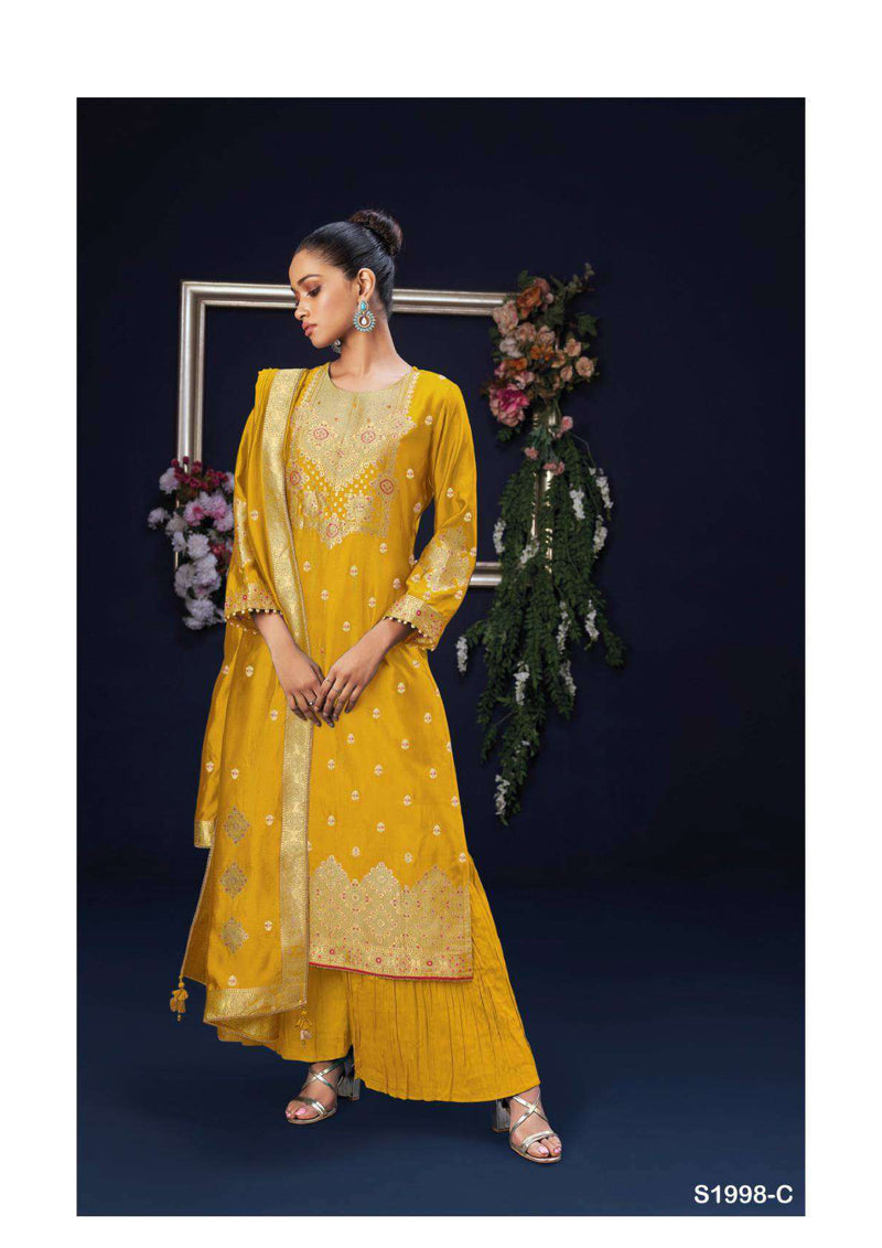 Ganga Fashion Maryana 1998 Silk Jacquard Handwork Party Wear Salwar Kameez