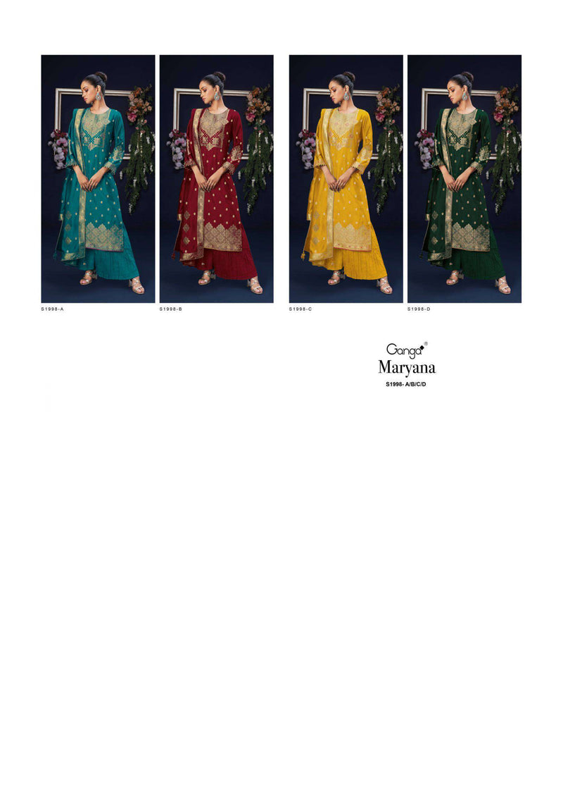 Ganga Fashion Maryana 1998 Silk Jacquard Handwork Party Wear Salwar Kameez