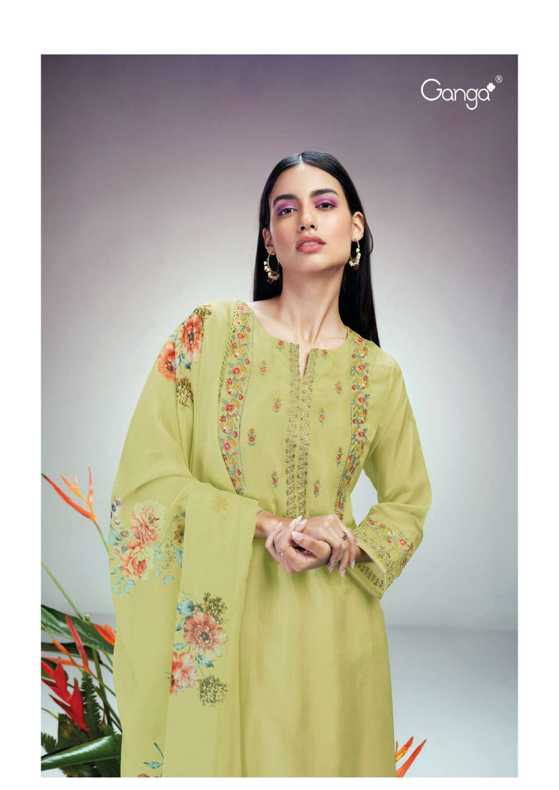 Ganga Fashion Milina 2207 Bemberg Habutai Silk Fancy Salwar Suit