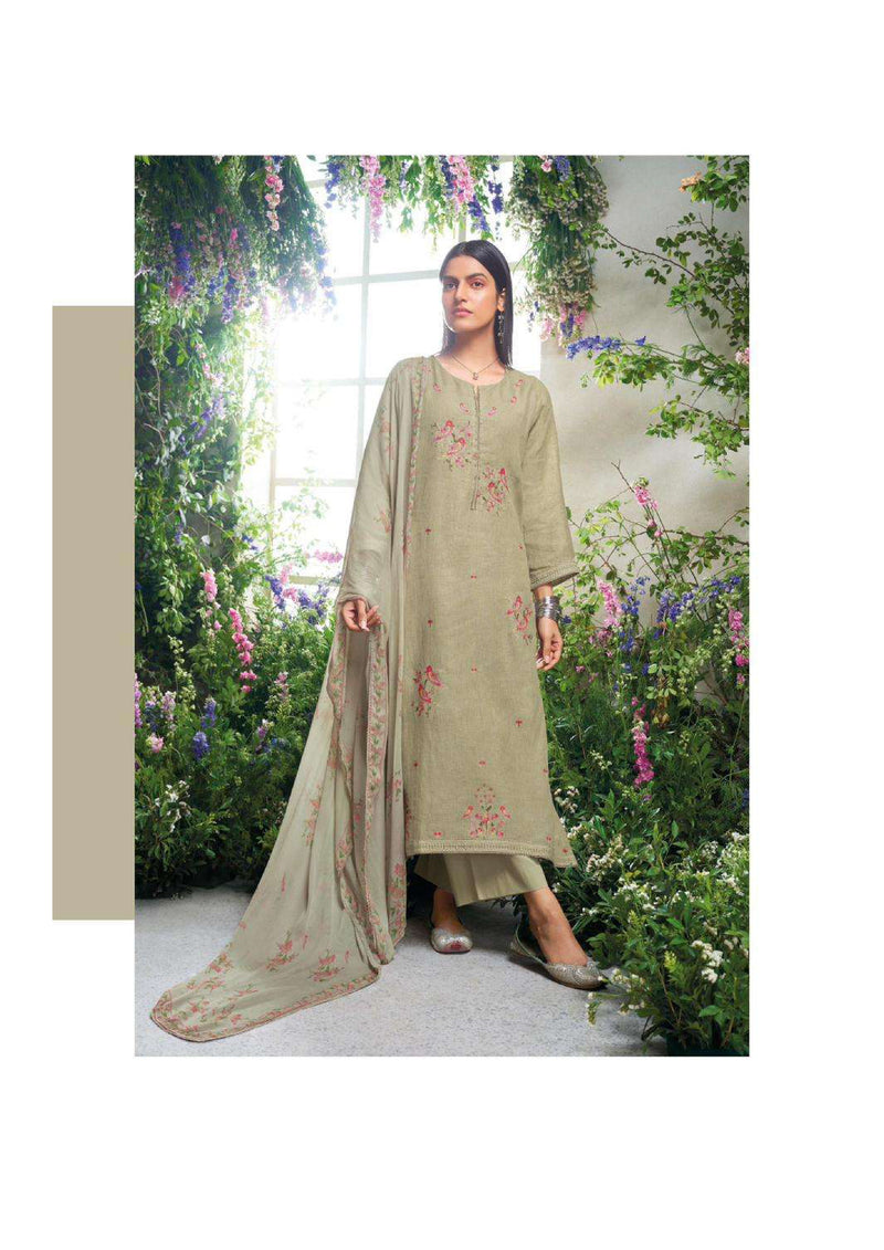 Ganga Fashion Shelah Linen Embroidery Handwork Designer Salwar Kameez