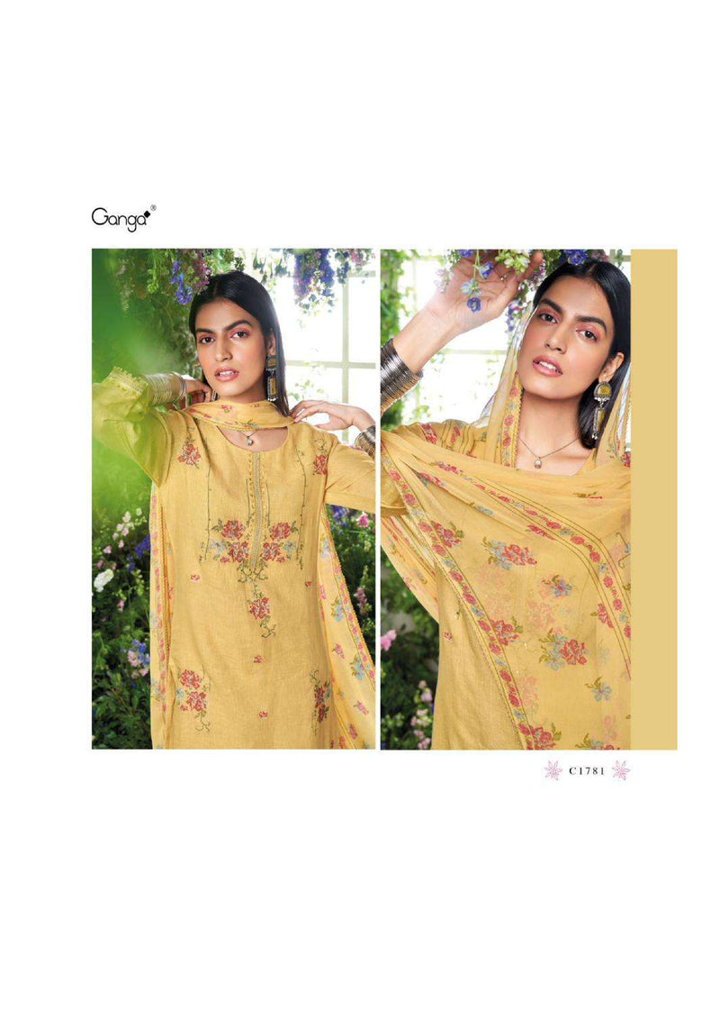 Ganga Fashion Shelah Linen Embroidery Handwork Designer Salwar Kameez