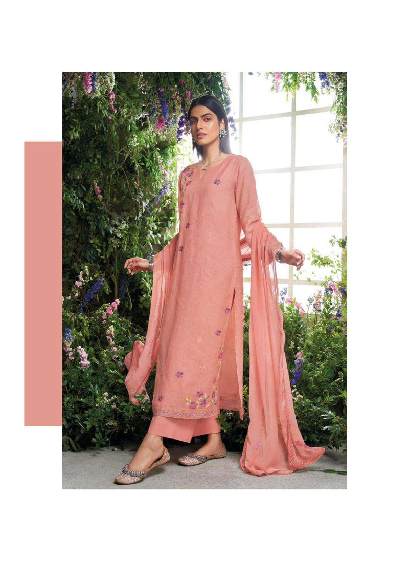 Ganga Fashion Shelah Linen Embroidery Handwork Designer Salwar Kameez