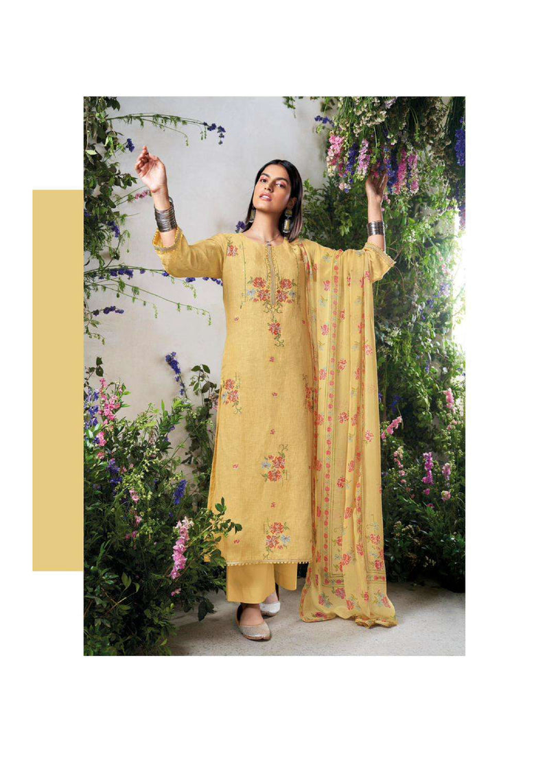 Ganga Fashion Shelah Linen Embroidery Handwork Designer Salwar Kameez