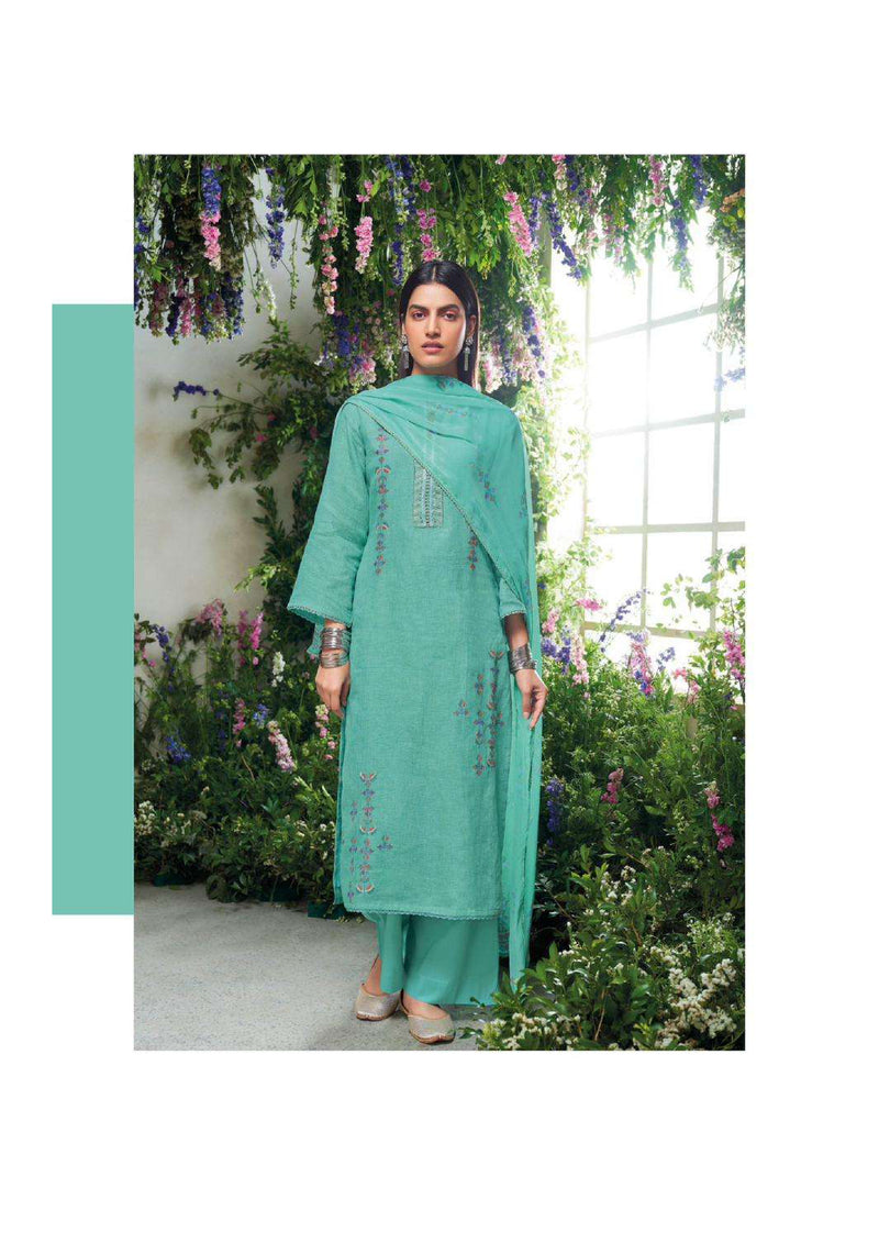 Ganga Fashion Shelah Linen Embroidery Handwork Designer Salwar Kameez