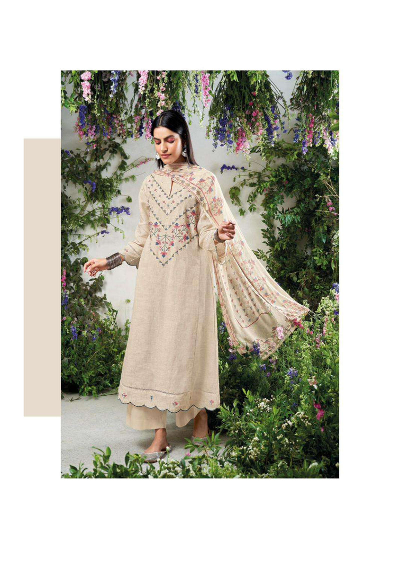 Ganga Fashion Shelah Linen Embroidery Handwork Designer Salwar Kameez