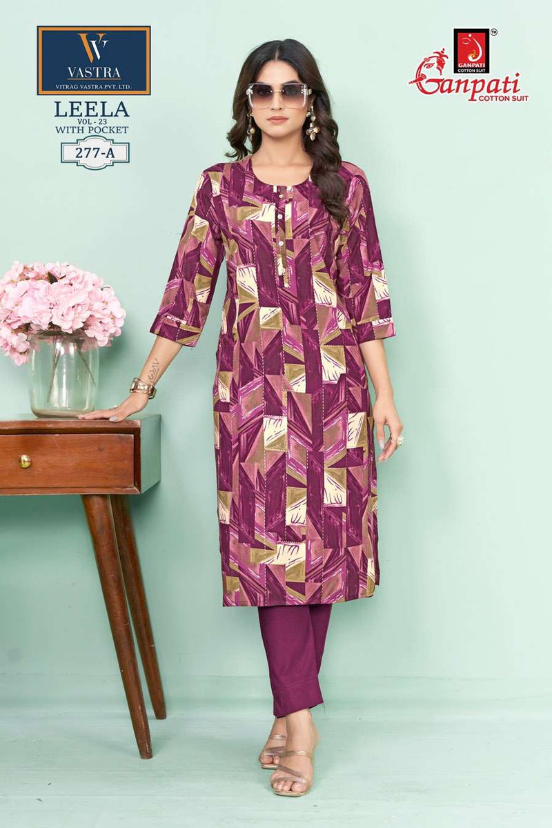 Ganpati Leela Vol 23 Rayon Daily Wear Fancy Kurti Set