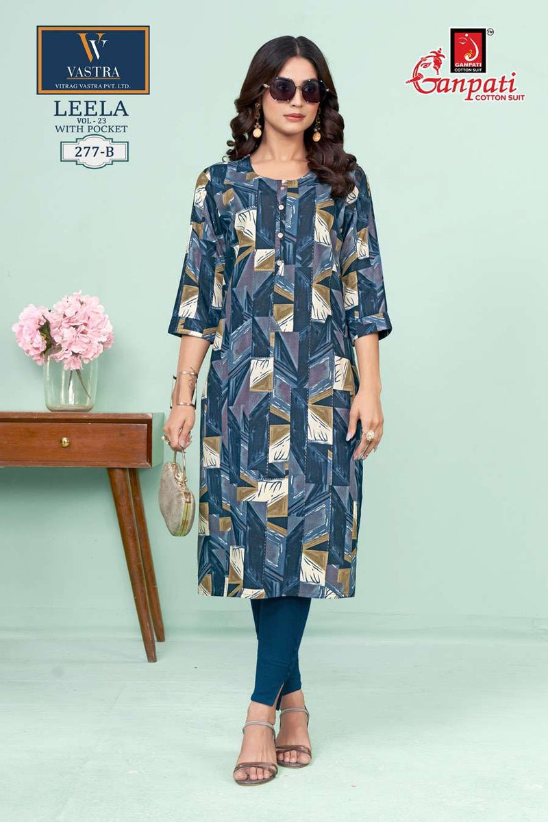 Ganpati Leela Vol 23 Rayon Daily Wear Fancy Kurti Set