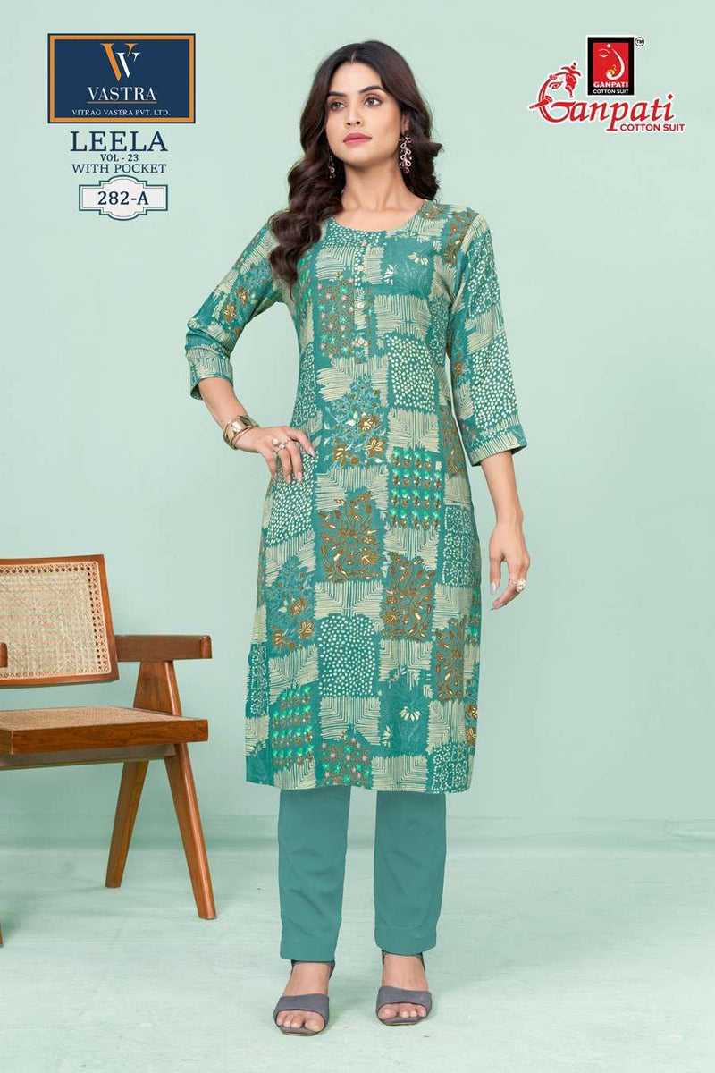 Ganpati Leela Vol 23 Rayon Daily Wear Fancy Kurti Set