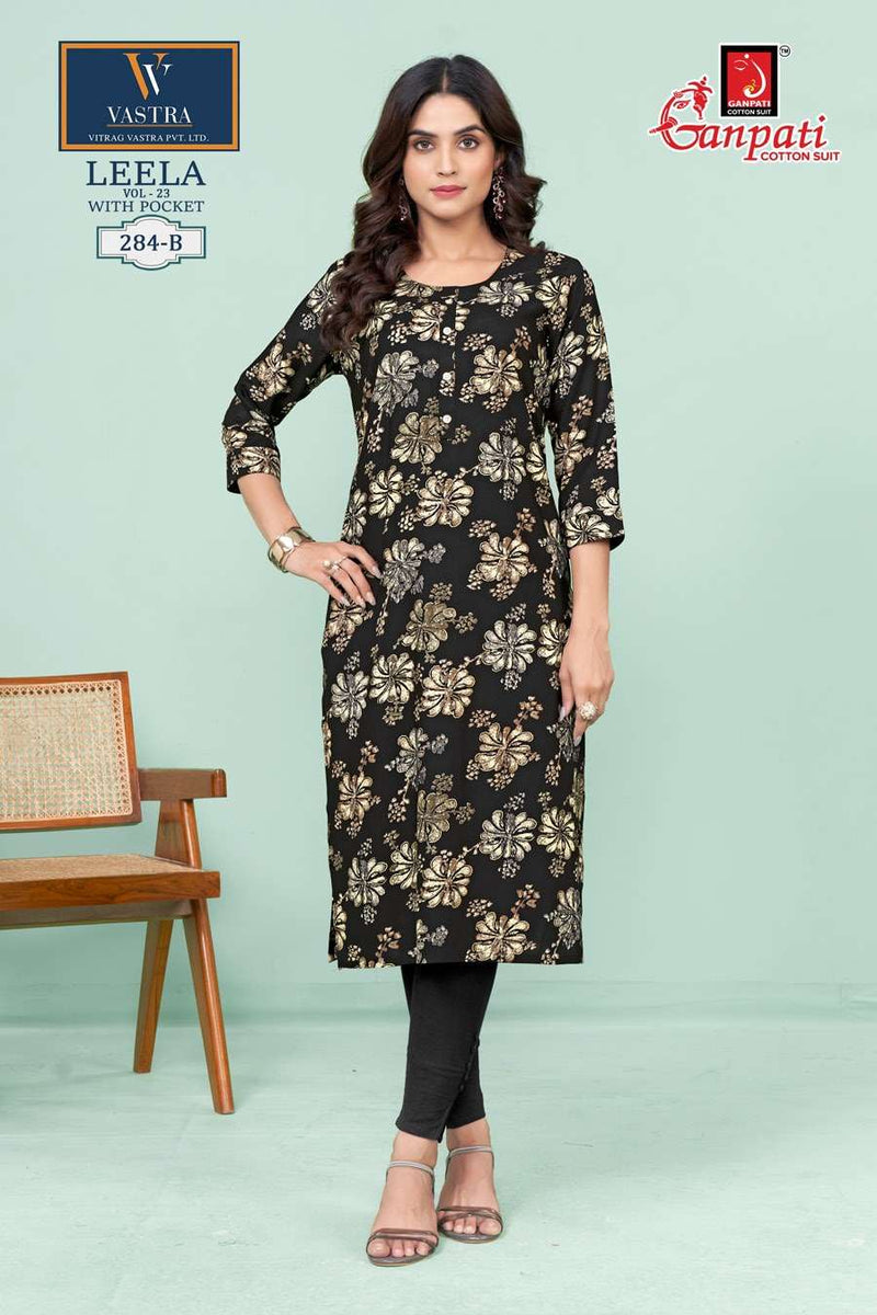 Ganpati Leela Vol 23 Rayon Daily Wear Fancy Kurti Set