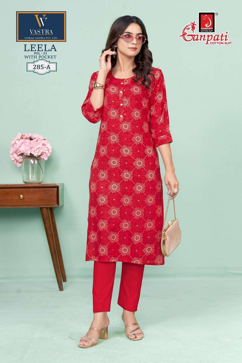 Ganpati Leela Vol 23 Rayon Daily Wear Fancy Kurti Set