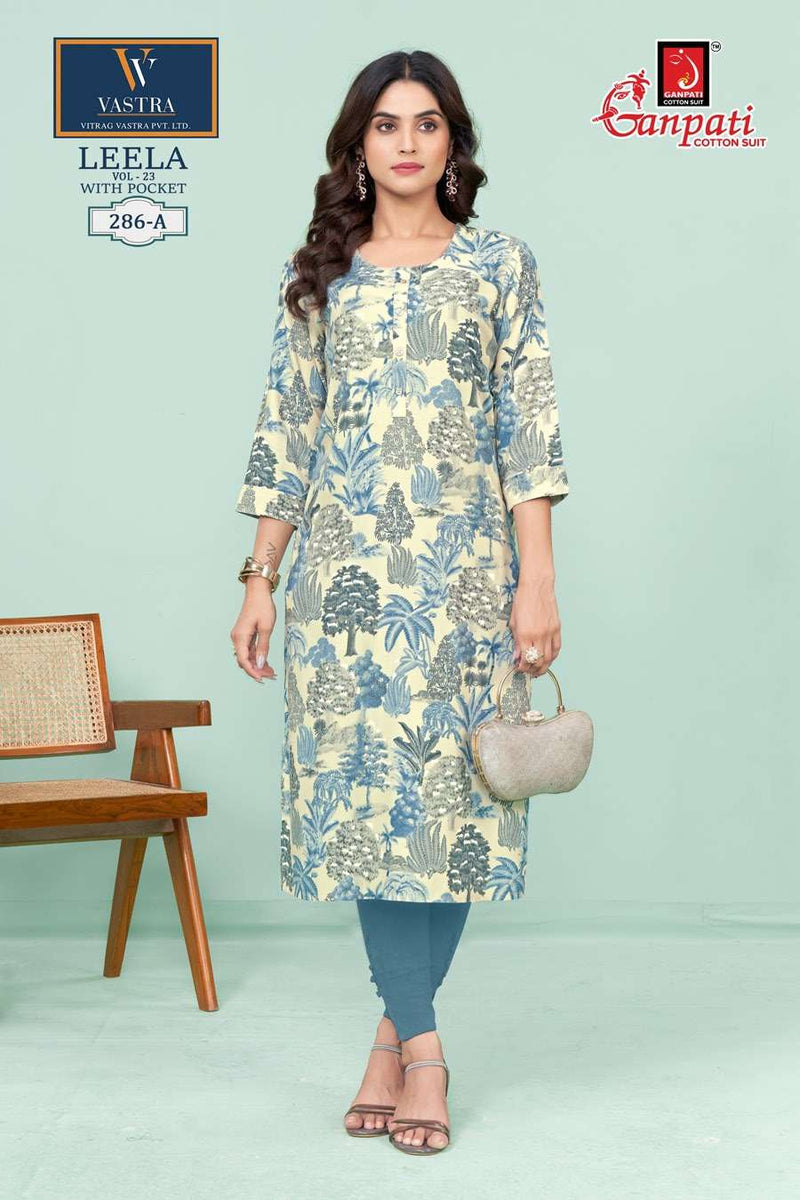 Ganpati Leela Vol 23 Rayon Daily Wear Fancy Kurti Set