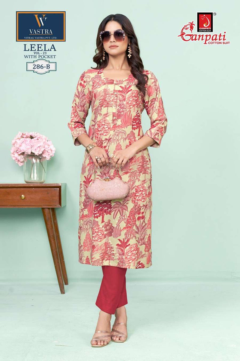 Ganpati Leela Vol 23 Rayon Daily Wear Fancy Kurti Set