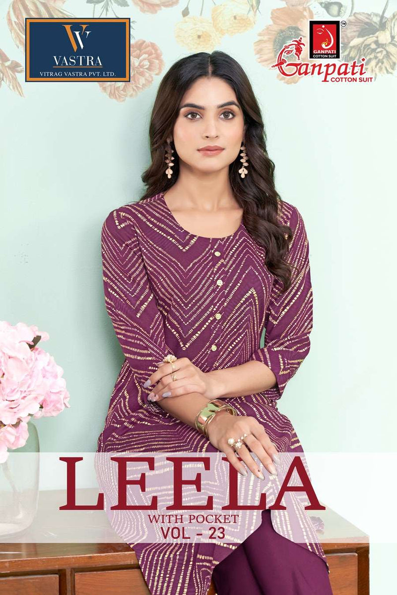 Ganpati Leela Vol 23 Rayon Daily Wear Fancy Kurti Set