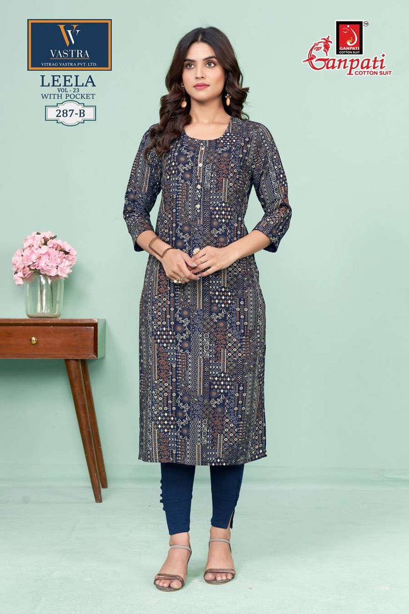 Ganpati Leela Vol 23 Rayon Daily Wear Fancy Kurti Set