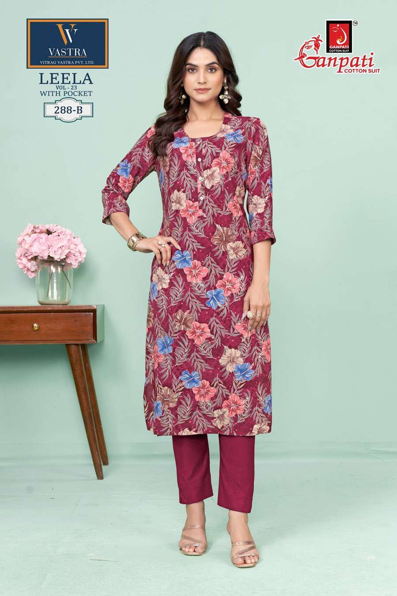 Ganpati Leela Vol 23 Rayon Daily Wear Fancy Kurti Set