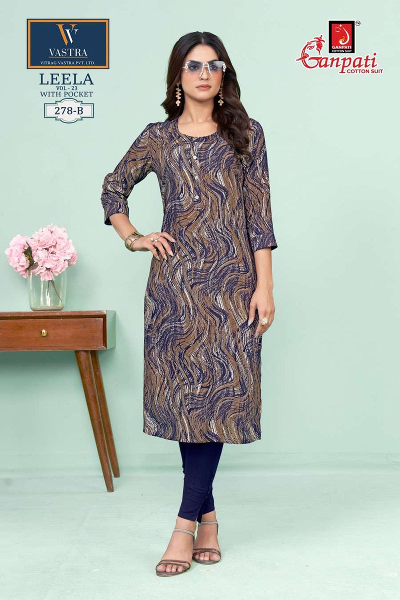 Ganpati Leela Vol 23 Rayon Daily Wear Fancy Kurti Set