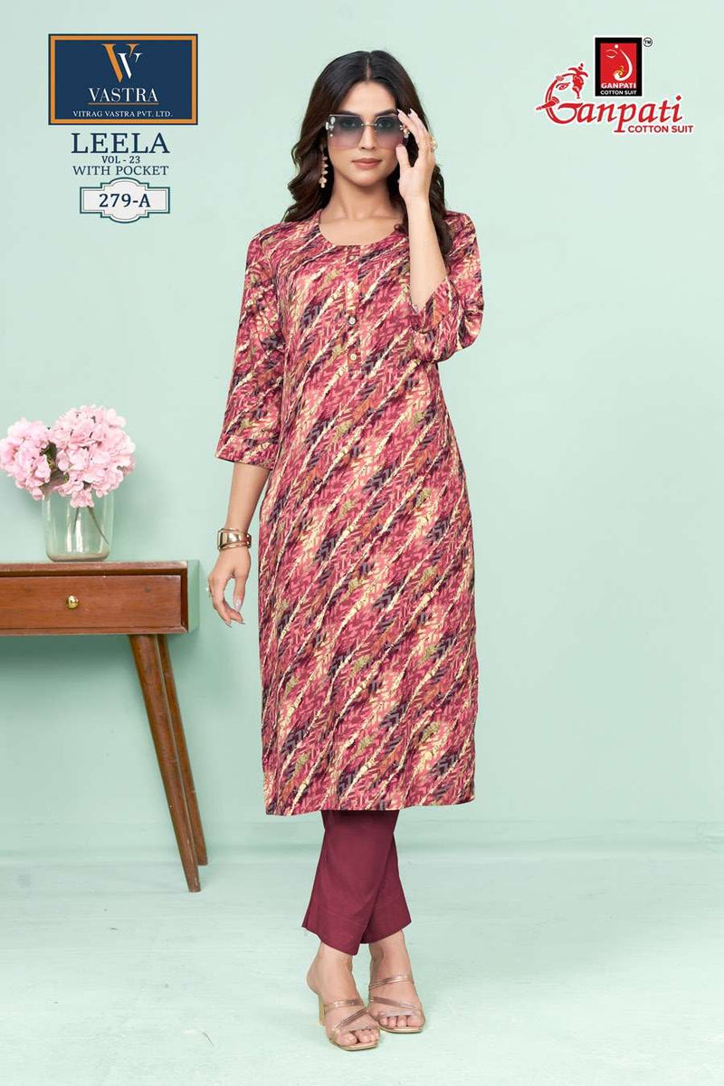 Ganpati Leela Vol 23 Rayon Daily Wear Fancy Kurti Set