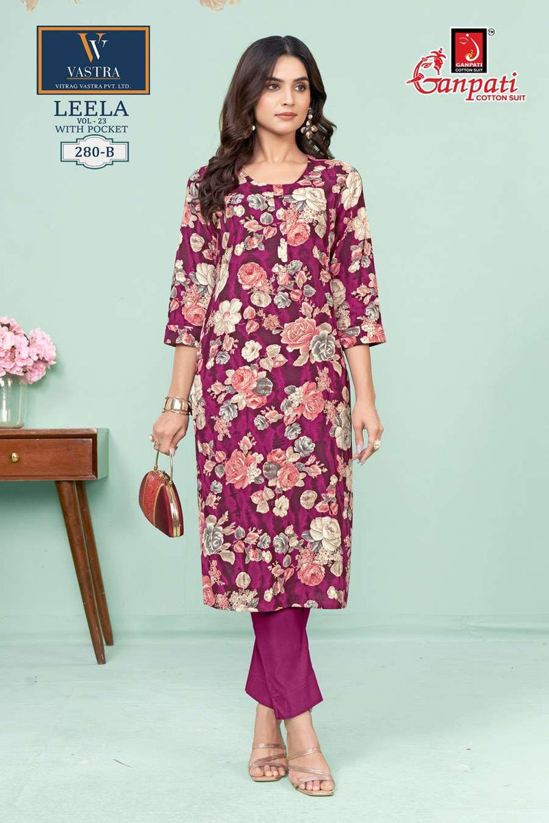 Ganpati Leela Vol 23 Rayon Daily Wear Fancy Kurti Set