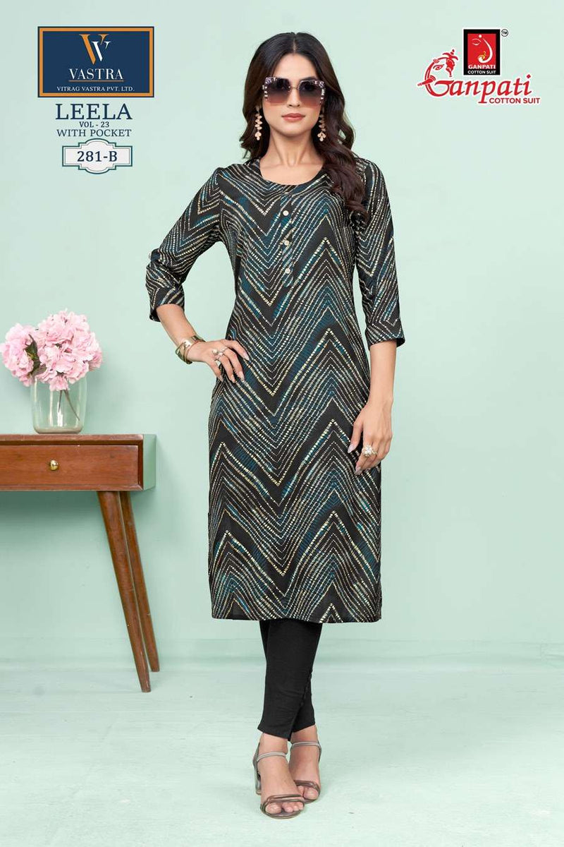 Ganpati Leela Vol 23 Rayon Daily Wear Fancy Kurti Set