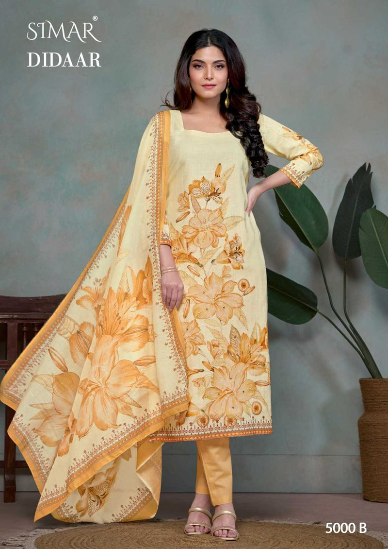 Glossy Didaar Linen Cotton Unstitched Daily Wear Salwar Suit