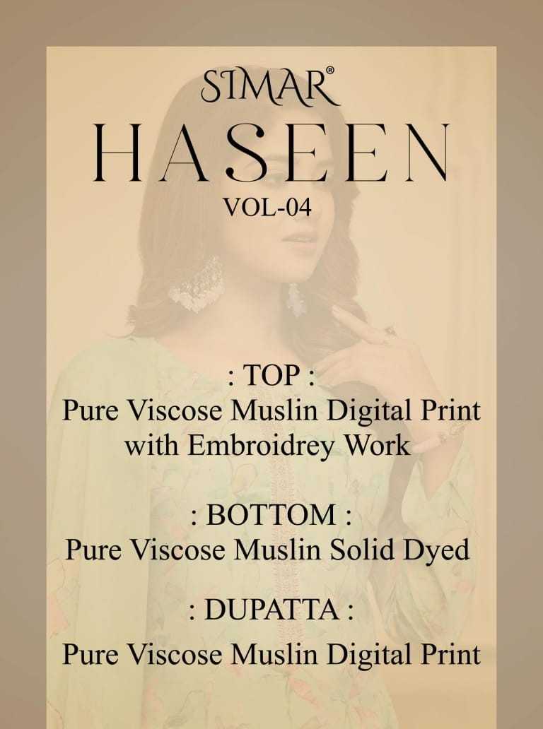 Simar Haseen Vol 4 Muslin Designer Party Wear Salwar Suit