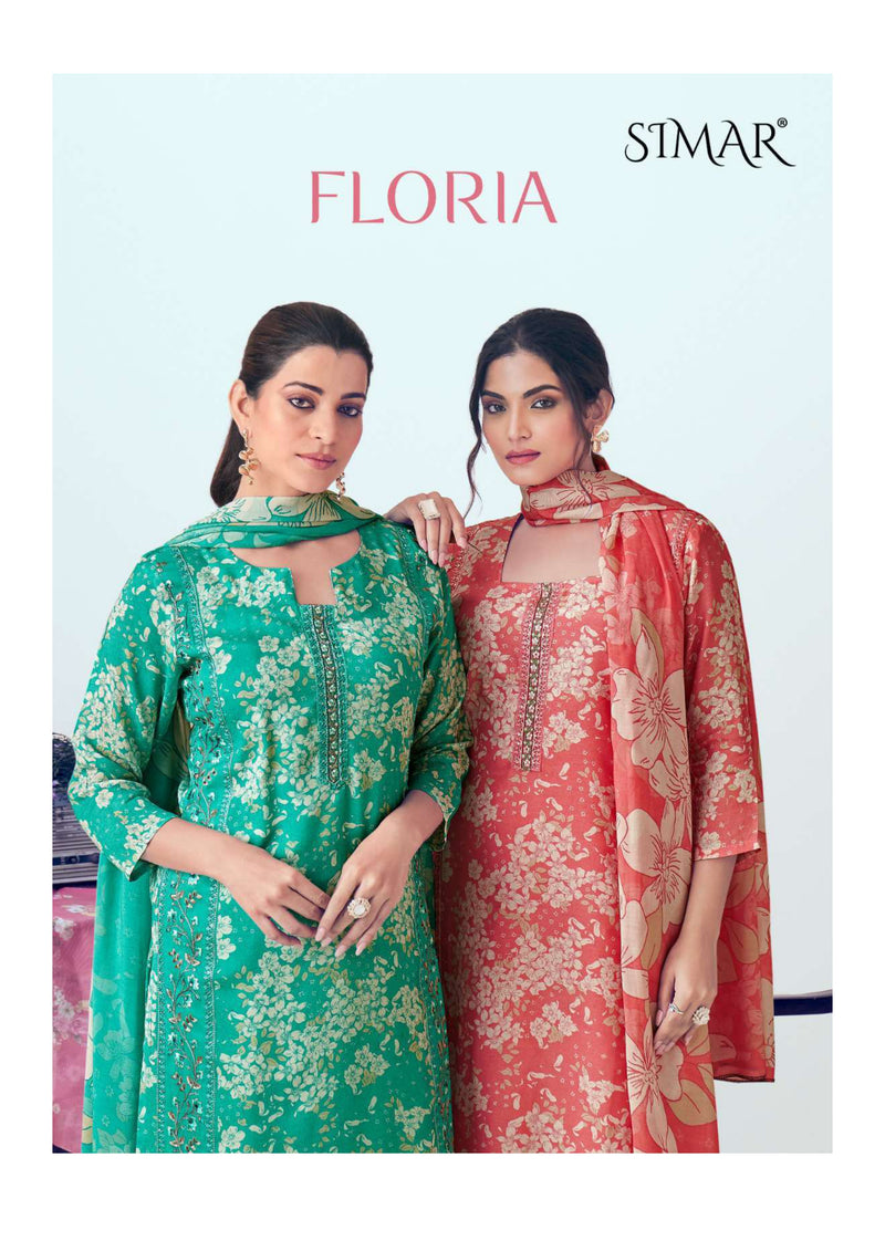 Glossy Floria Muslin Digital Print Embroidery Work Fancy Salwar Suit