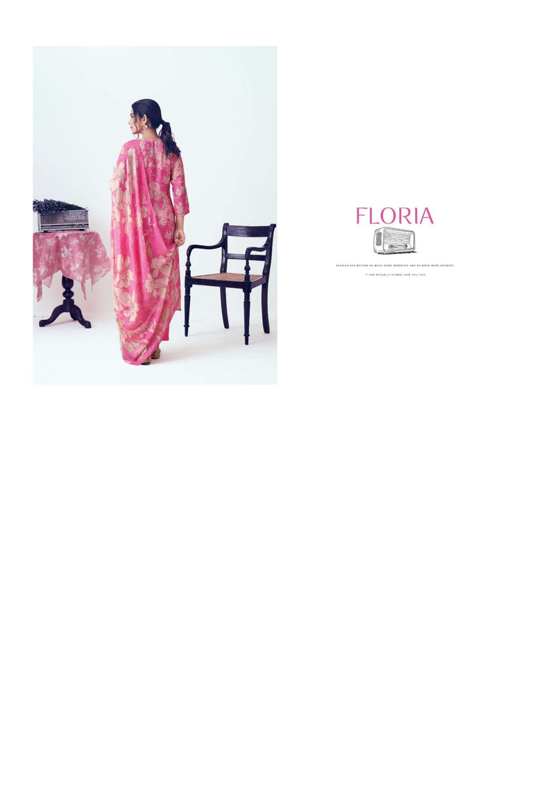 Glossy Floria Muslin Digital Print Embroidery Work Fancy Salwar Suit