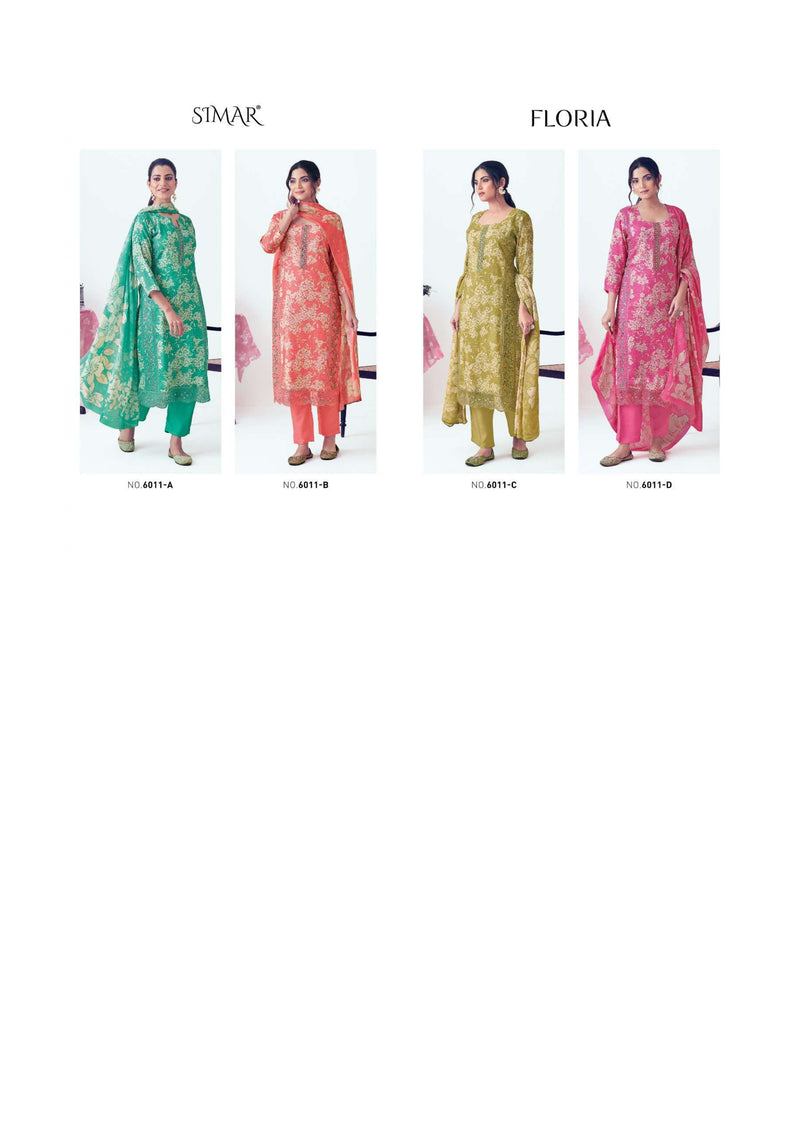 Glossy Floria Muslin Digital Print Embroidery Work Fancy Salwar Suit