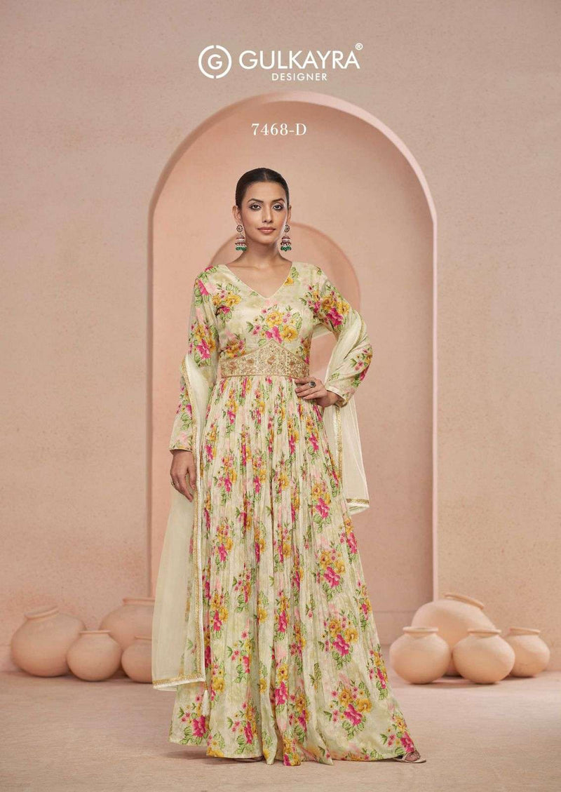 Gulkayra Designer Sajni Georgette Print Work With Beautiful Handowrk Designer Party Wear Dress