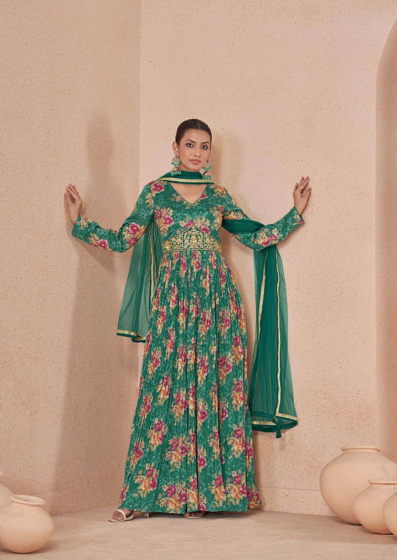 Gulkayra Designer Sajni Georgette Print Work With Beautiful Handowrk Designer Party Wear Dress