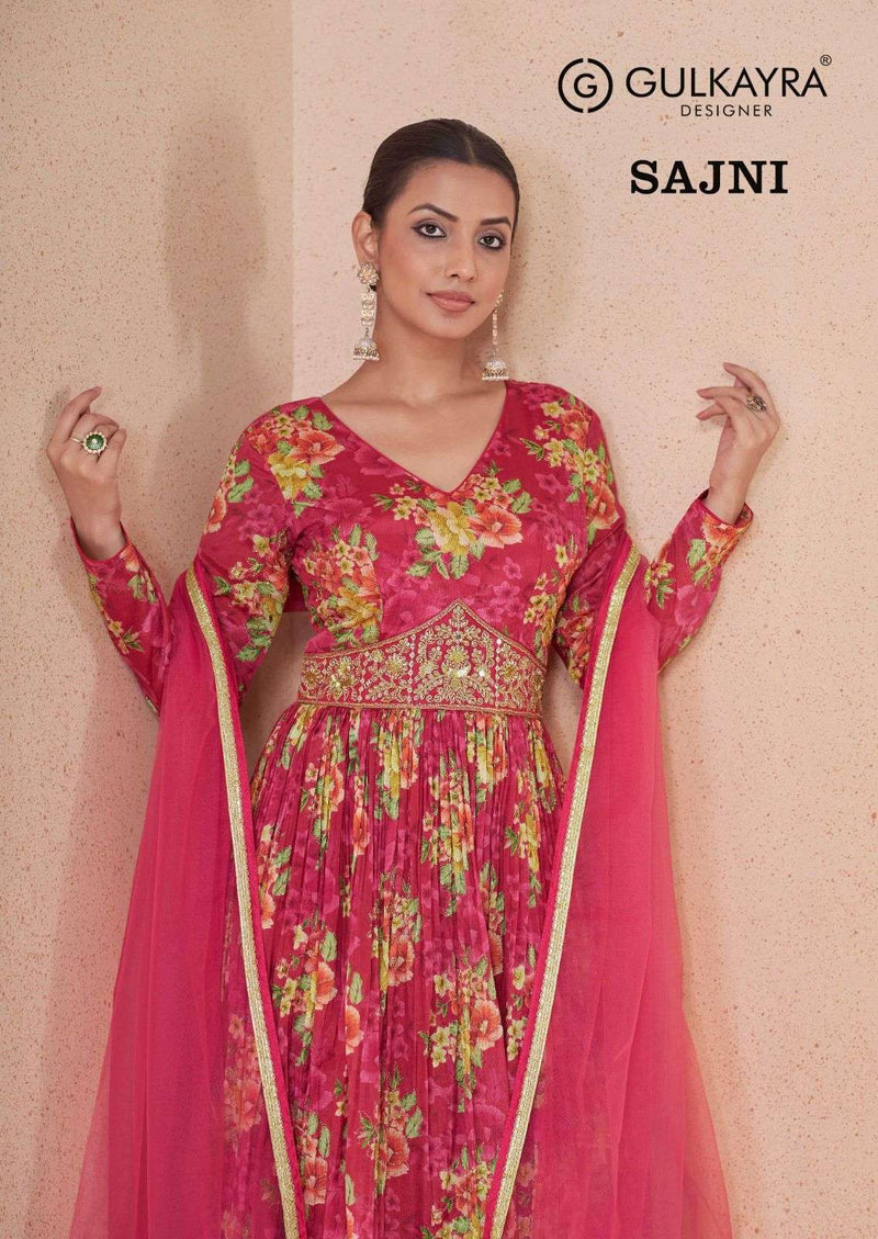 Gulkayra Designer Sajni Georgette Print Work With Beautiful Handowrk Designer Party Wear Dress