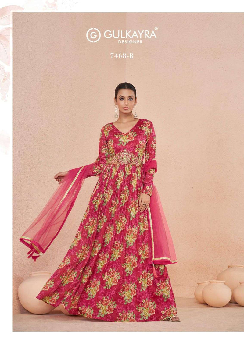 Gulkayra Designer Sajni Georgette Print Work With Beautiful Handowrk Designer Party Wear Dress