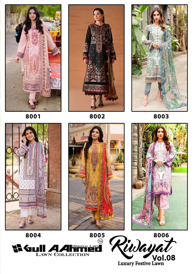 Gull Aahmed Riwayat Vol 8 Lawn Cotton Fancy Salwar Kameez