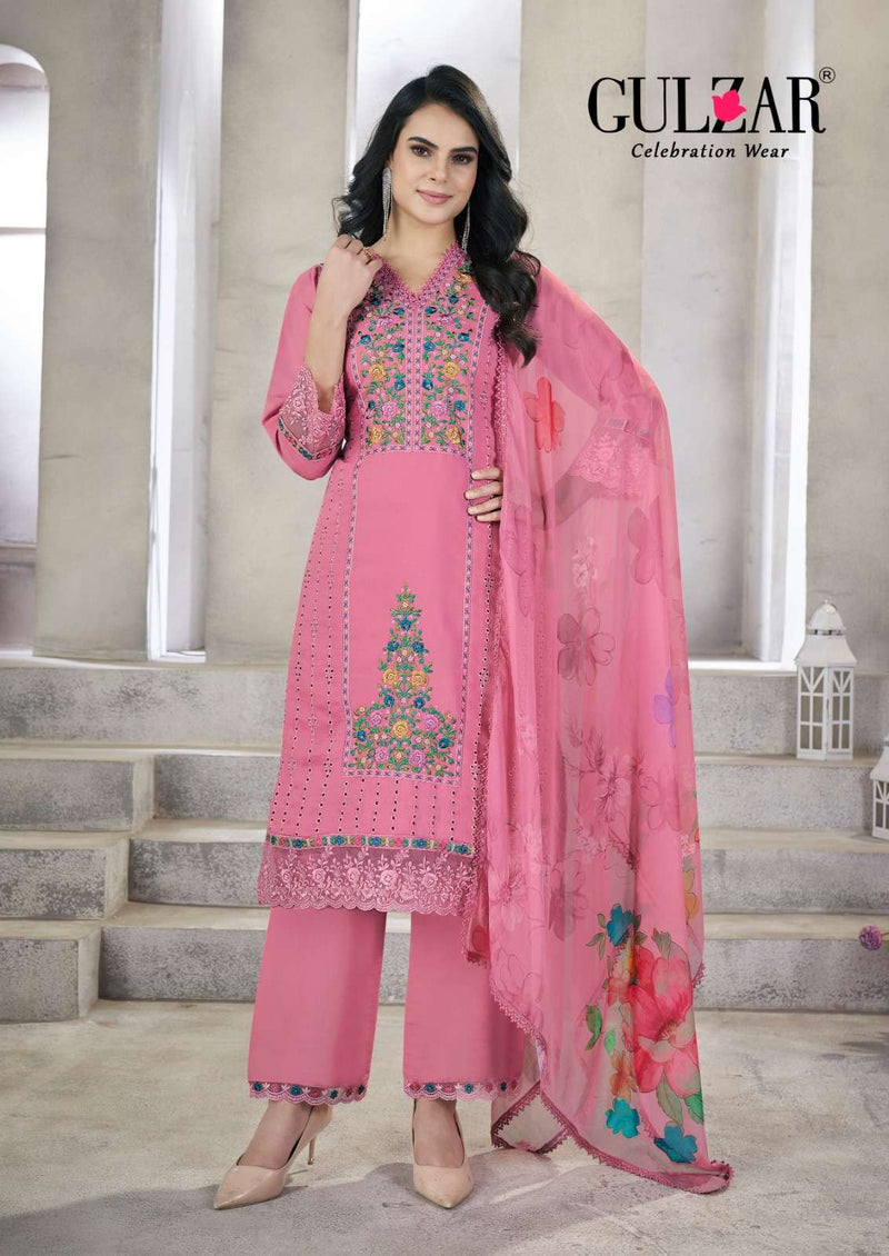 Gulzar Zohra Viscose Roman Silk Handwork Designer Ready Made Suit With Pant Dupatta