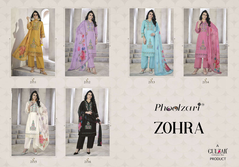 Gulzar Zohra Viscose Roman Silk Handwork Designer Ready Made Suit With Pant Dupatta