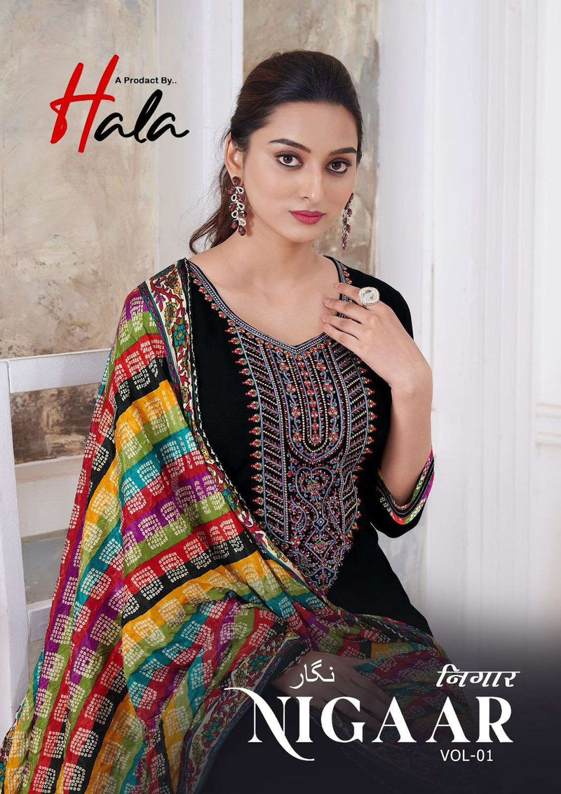 Hala Nigaar Vol 1 Rayon Slub With Embroidery And Swarovski Diamond Work Unstitched Salwar Suit