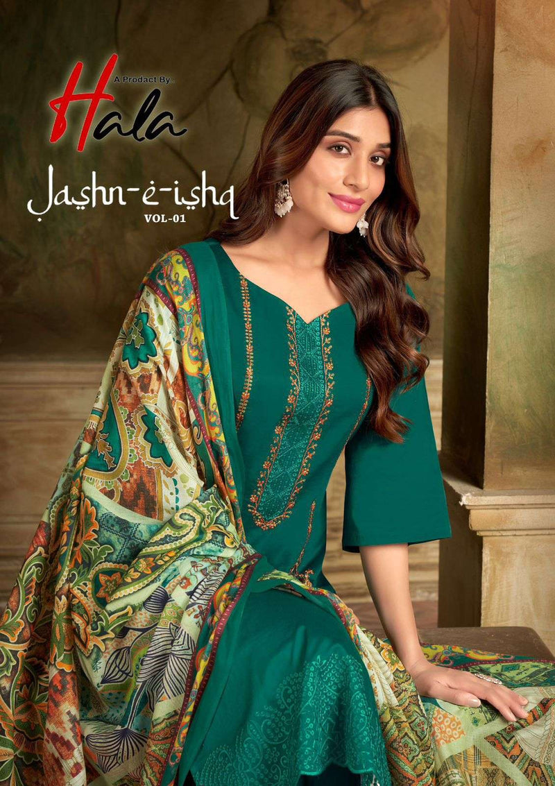 Hala Jashn E Ishq Vol 1 Cotton Designer Heavy Embroidery Work Fancy Salwar Kameez