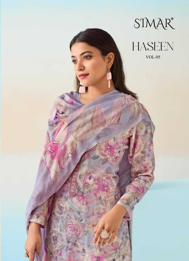 Simar Haseen Vol 5 Muslin Heavy Designer Party Wear Salwar Suit