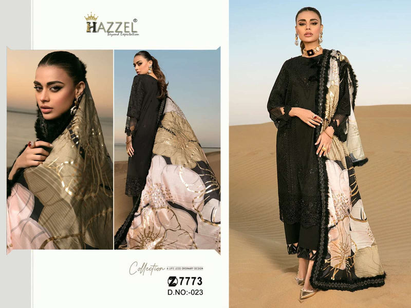 Hazzel Design No 023 Rayon Heavy Self Embroderey Fancy Suit