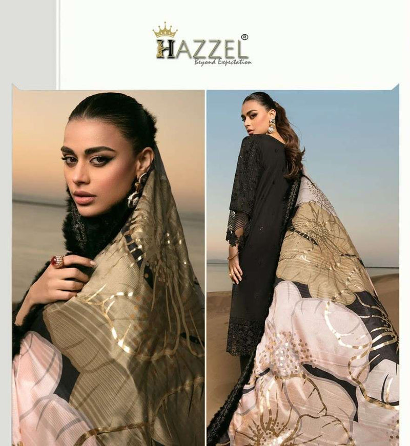 Hazzel Design No 023 Rayon Heavy Self Embroderey Fancy Suit