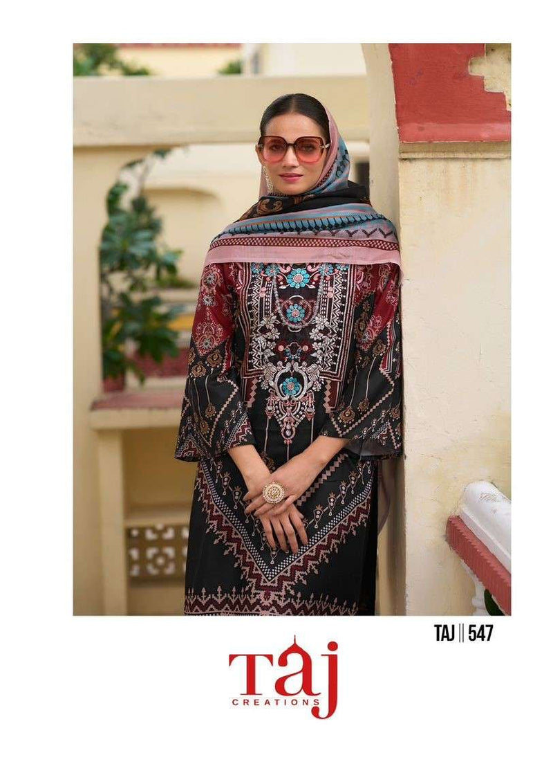 Taj Creations Design No 547 Cotton Digital Print Heavy Embroidery Salwar Suit