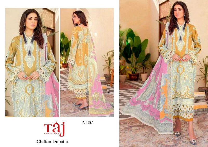 Taj Creations Design No 537 538 Cotton Print Heavy Embroidery Fancy Salwar Kameez