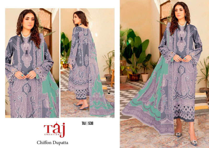 Taj Creations Design No 537 538 Cotton Print Heavy Embroidery Fancy Salwar Kameez